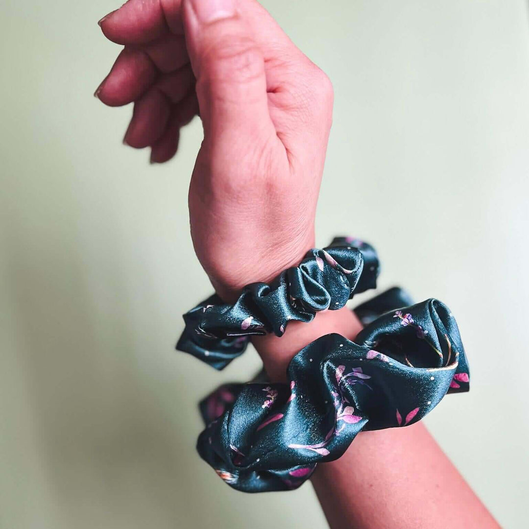 Silky Scrunchie in Midnight Garden