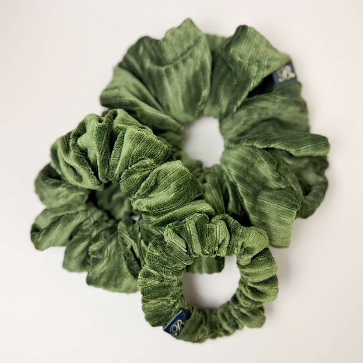 Velvet Ribbed Scrunchie in Forest