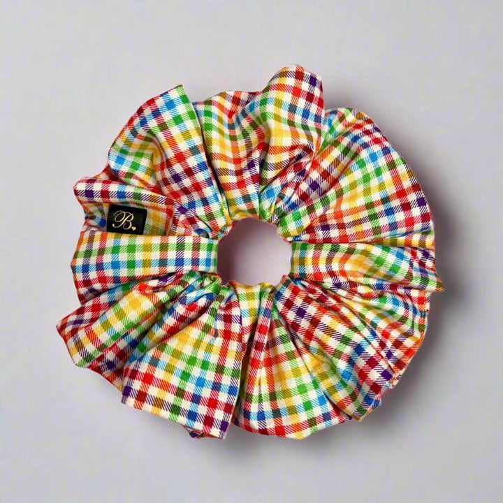 Cotton Scrunchie in Rainbow Gingham