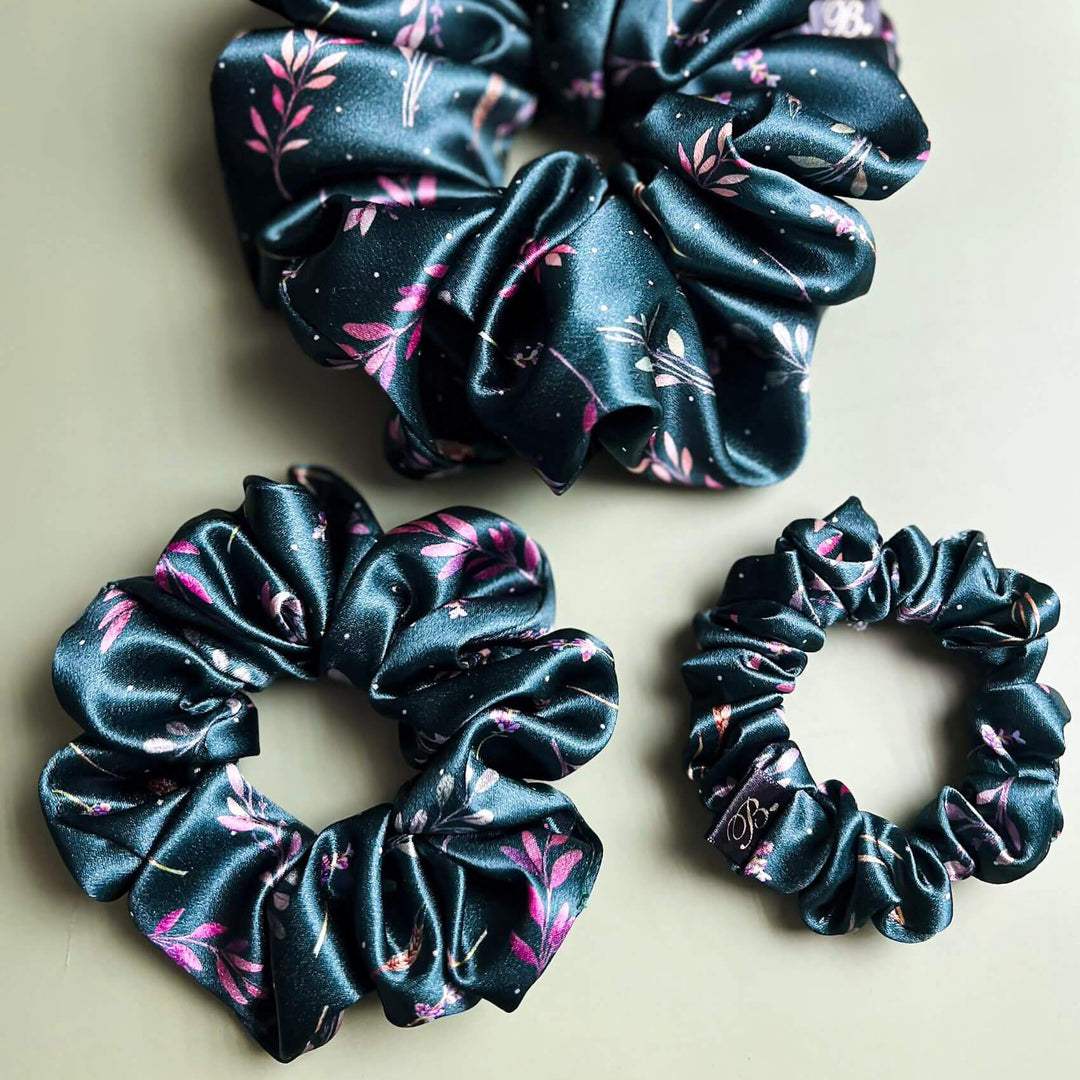 Silky Scrunchie in Midnight Garden