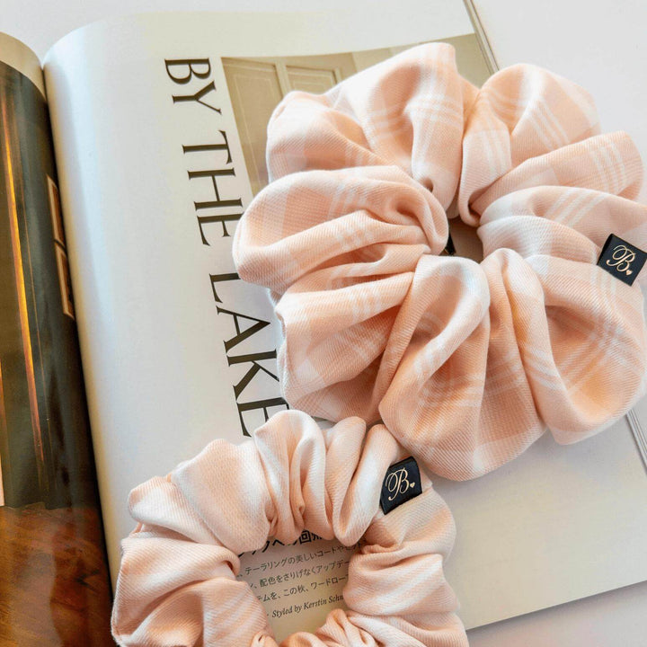 Cotton Scrunchie in Blush Plaid