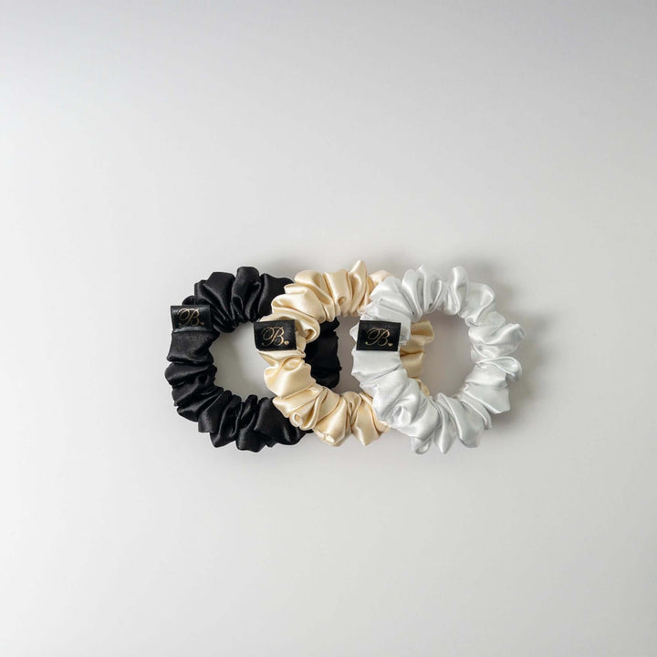 Assorted Mini Satin Scrunchies, Set of 3