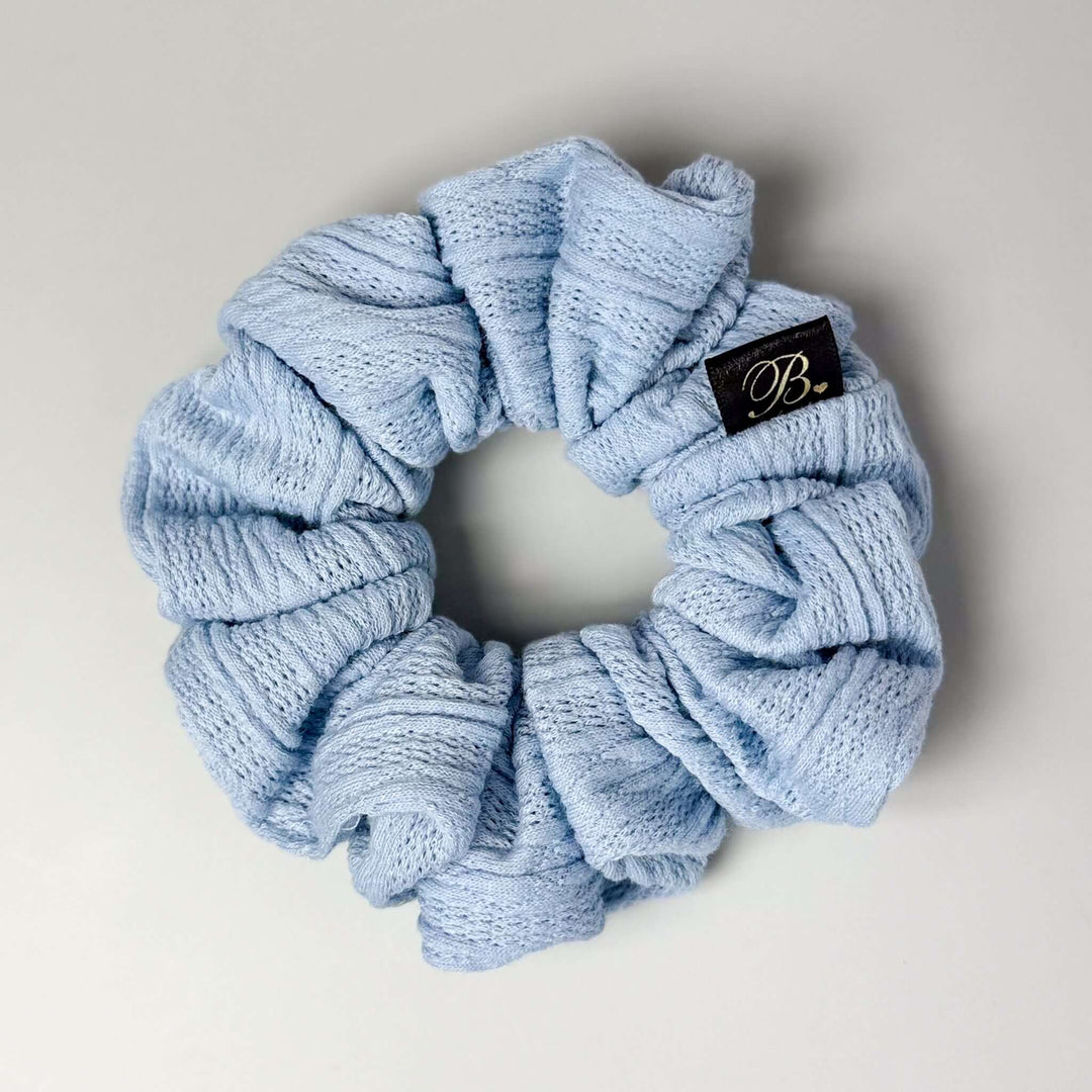 Cable Knit Scrunchie in Baby Blue