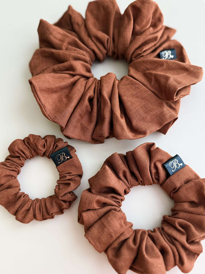 Cotton Linen Scrunchie in Copper