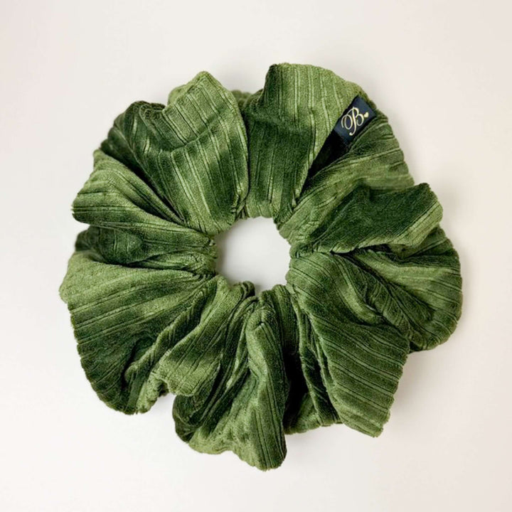 Velvet Ribbed Scrunchie in Forest