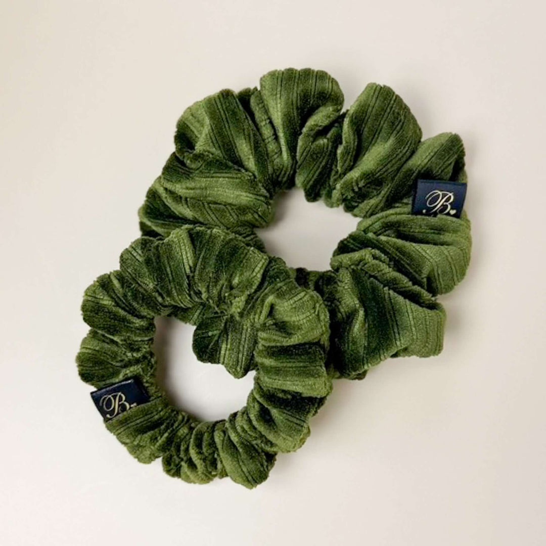 Velvet Ribbed Scrunchie in Forest