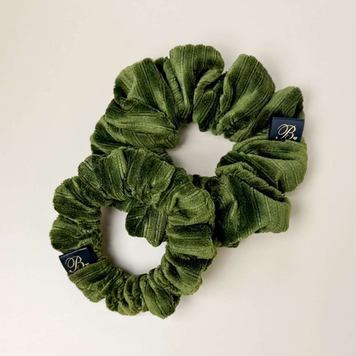 Velvet Ribbed Scrunchie in Forest