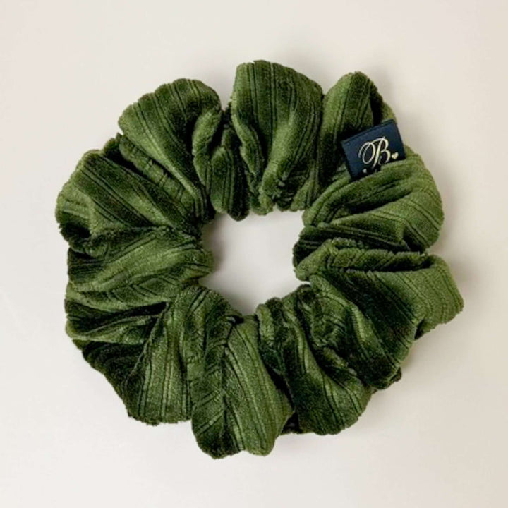 Velvet Ribbed Scrunchie in Forest