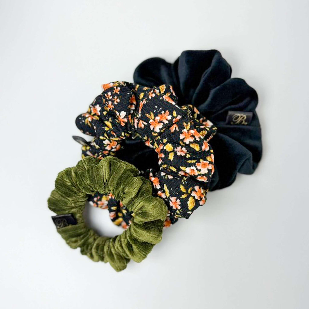 Velour Scrunchie in Black Suede