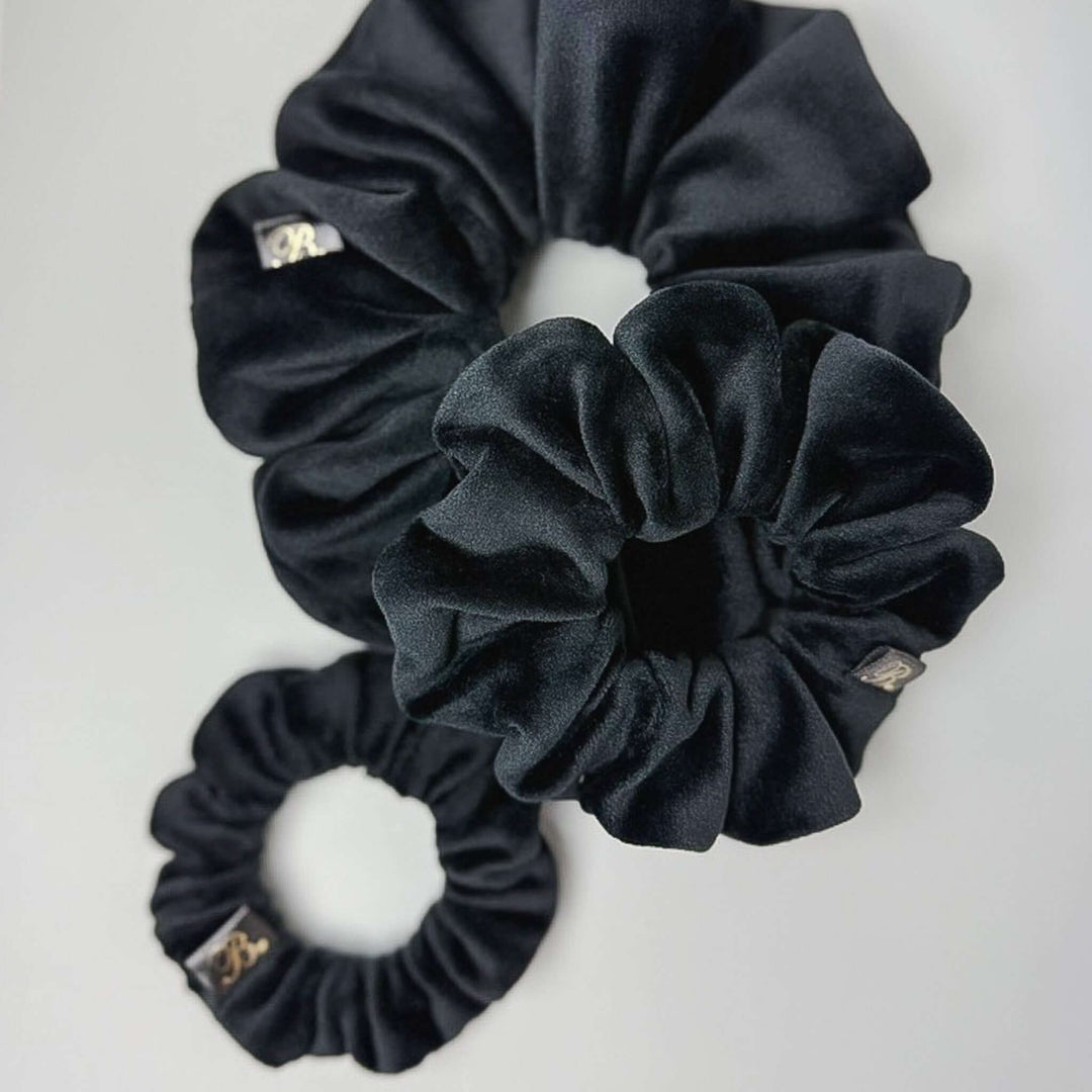 Velour Scrunchie in Black Suede