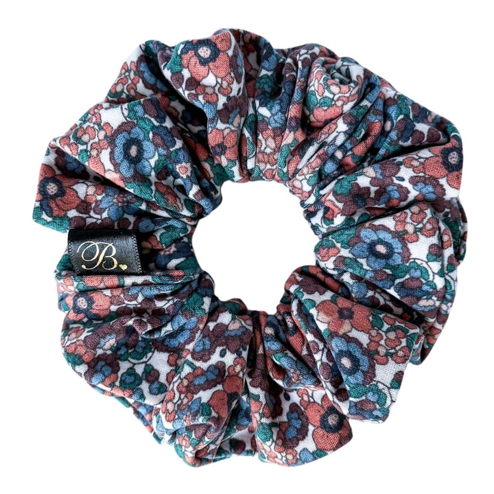 Soft scrunchie with muted earthy floral print