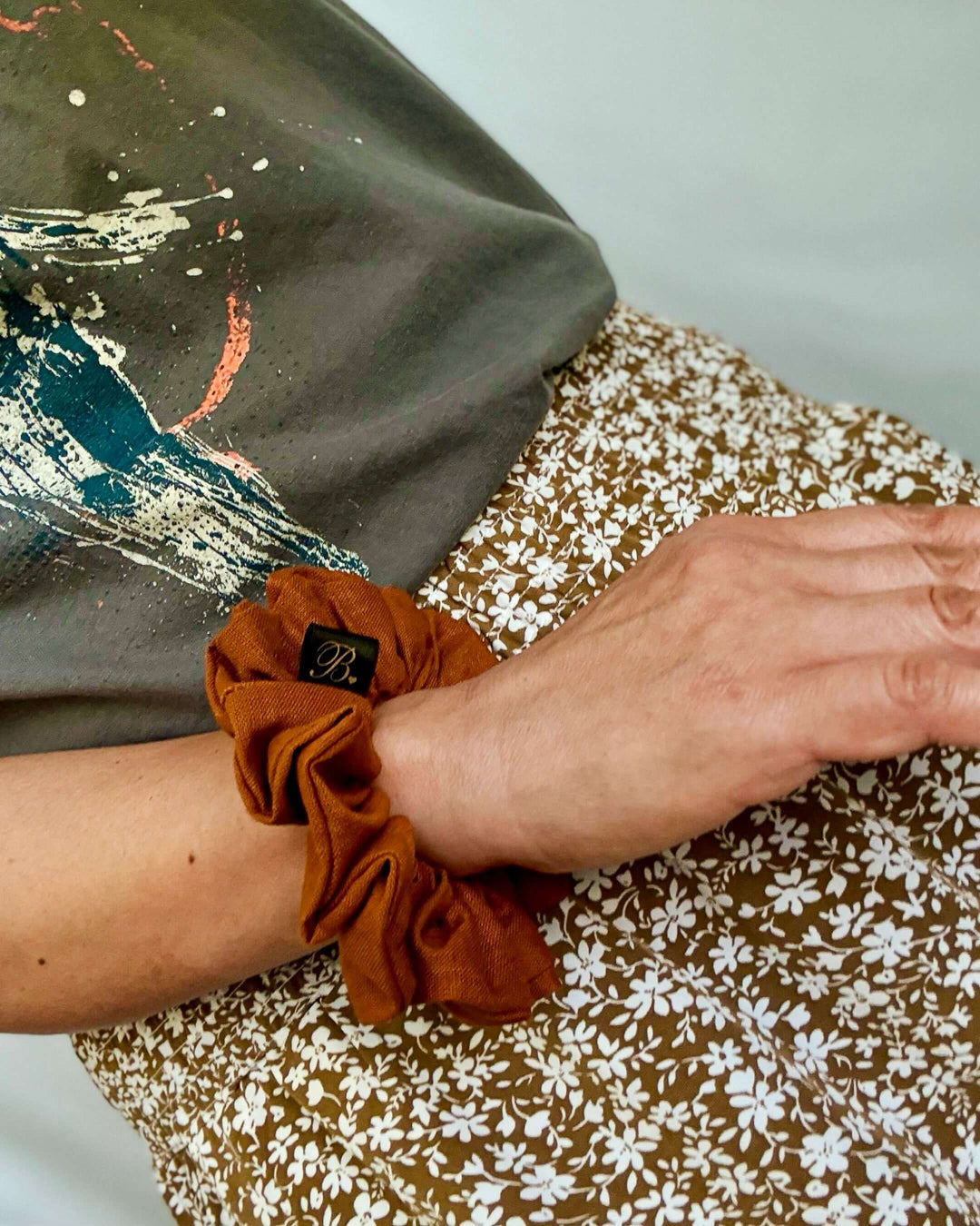 Cotton Linen Scrunchie in Copper