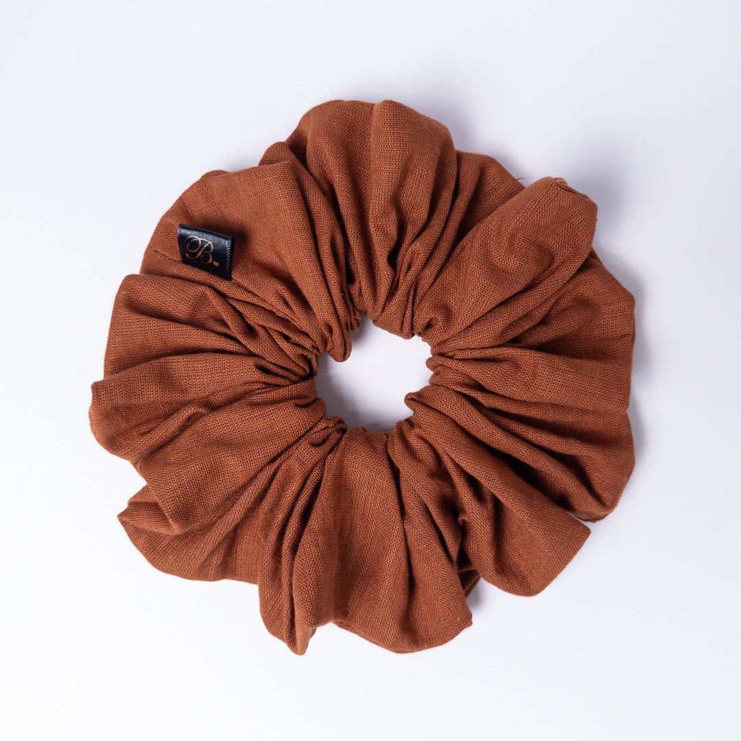 Cotton Linen Scrunchie in Copper