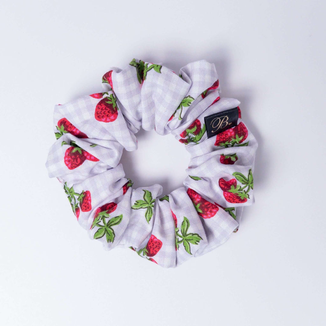 Cotton Scrunchie in Strawberry Gingham