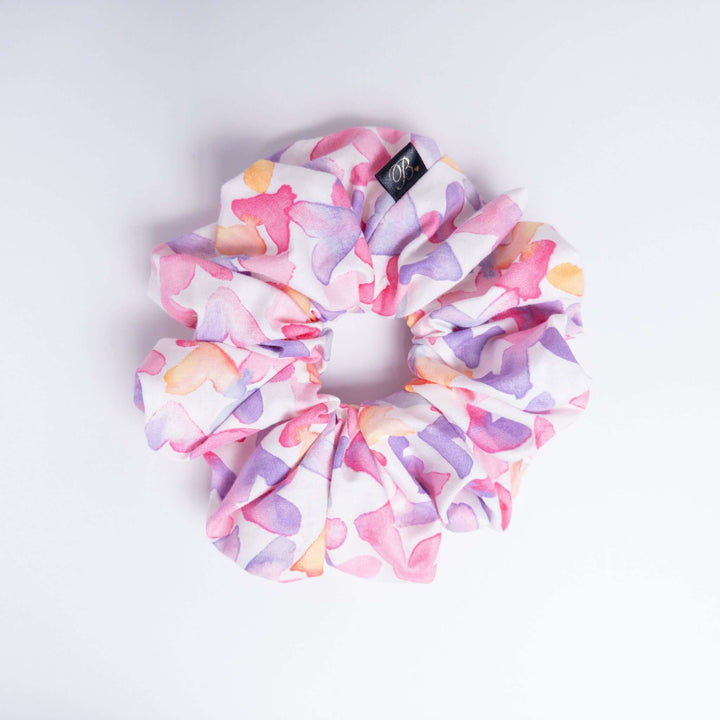Cotton Scrunchie in Watercolor Hearts
