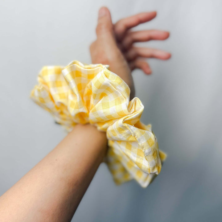 Cotton Scrunchie in Yellow Gingham