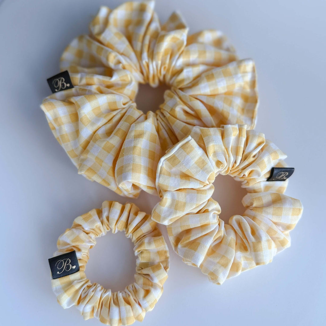 Cotton Scrunchie in Yellow Gingham
