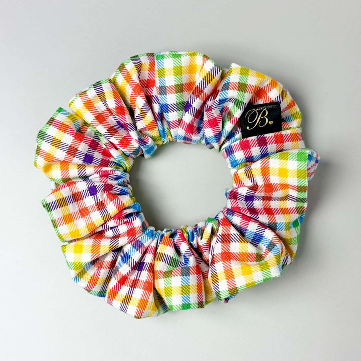 Cotton Scrunchie in Rainbow Gingham