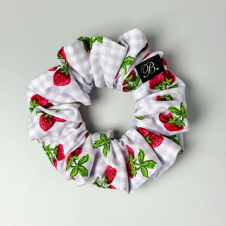 Cotton Scrunchie in Strawberry Gingham