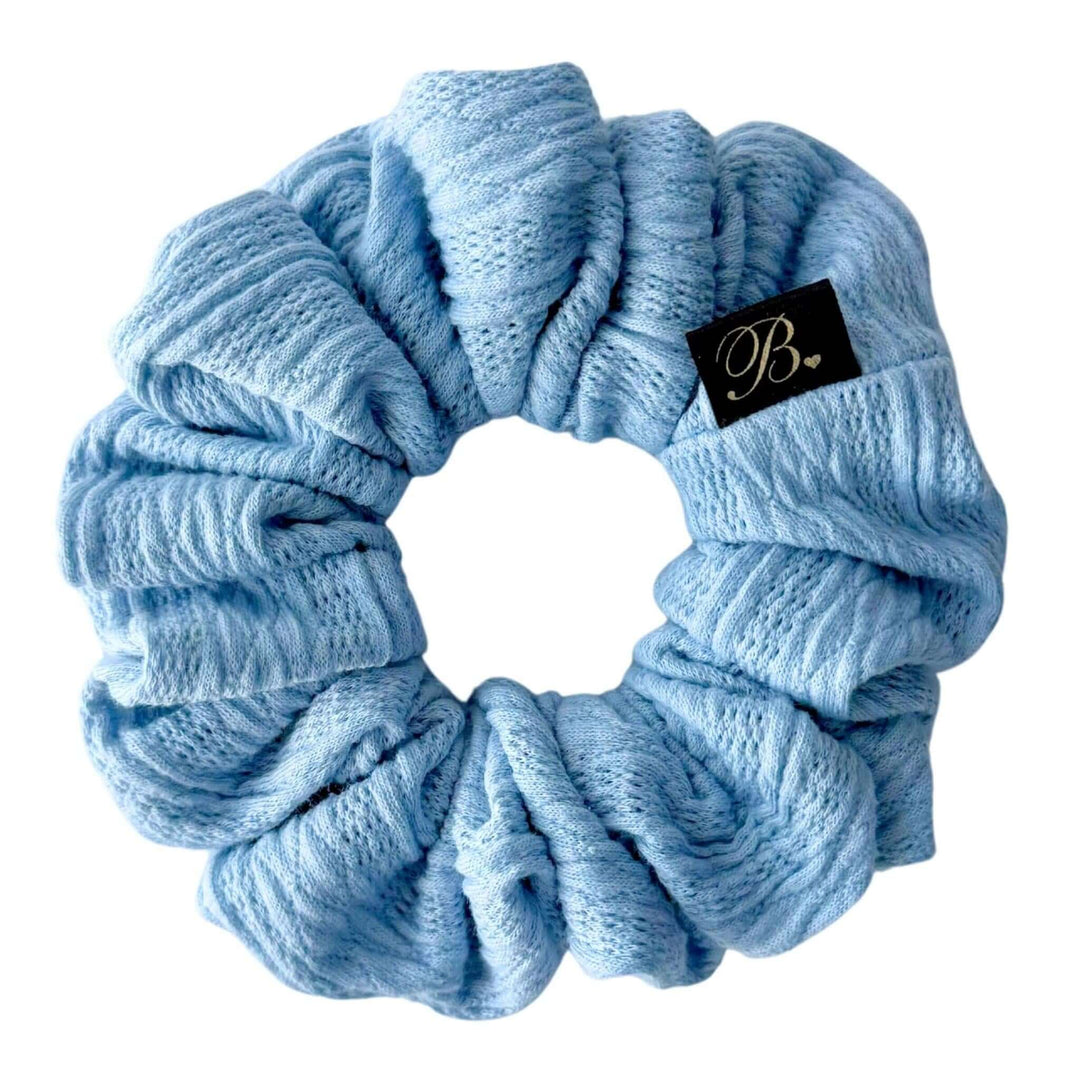 Cable Knit Scrunchie in Baby Blue