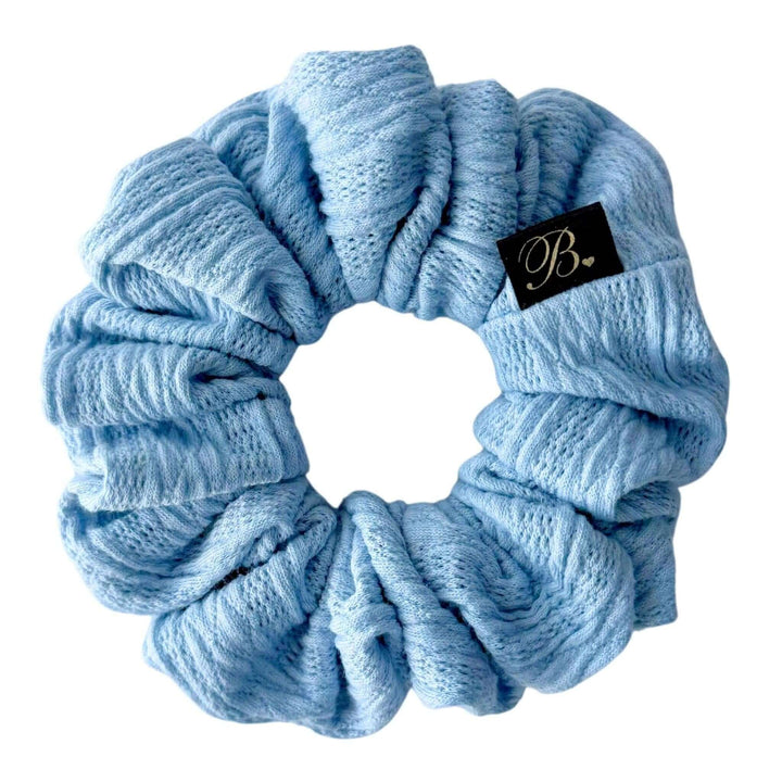 Cable Knit Scrunchie in Baby Blue