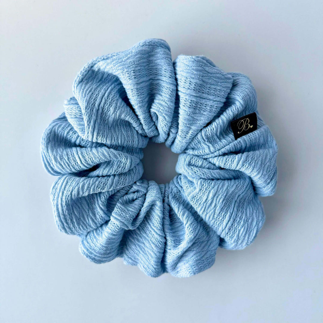 Cable Knit Scrunchie in Baby Blue
