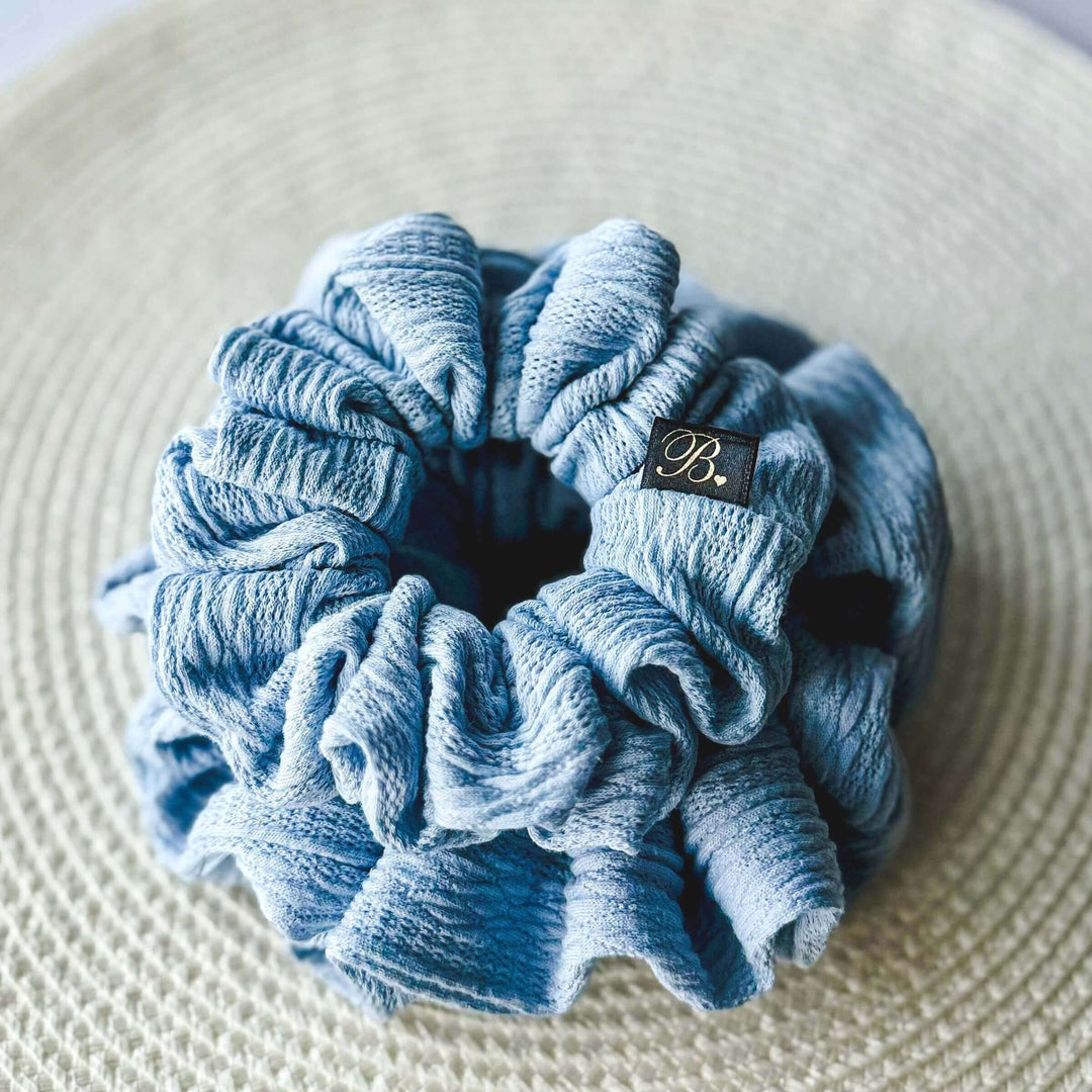 Cable Knit Scrunchie in Baby Blue