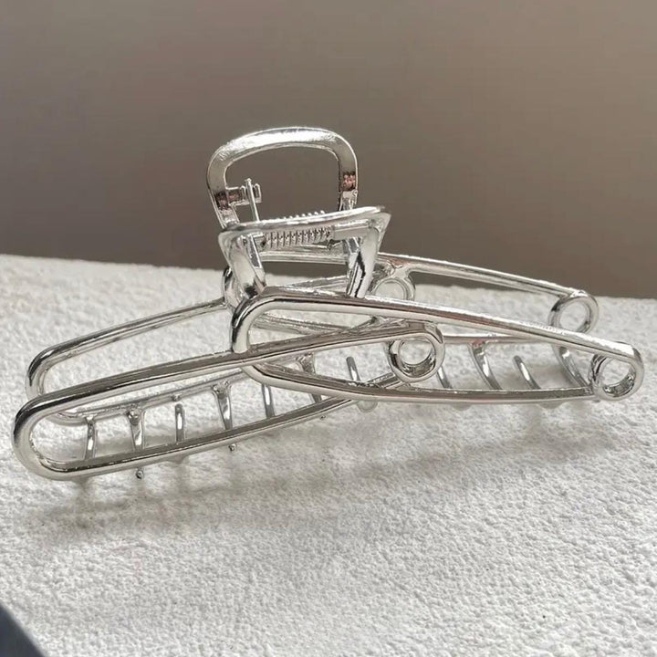 Silver Hair Clip Blank, Safety Pin Claw Clip, Metal DIY Craft Supply, Alt Style Clip, Y2K Punk Hair Accessory, Hair Clip Base for Charms