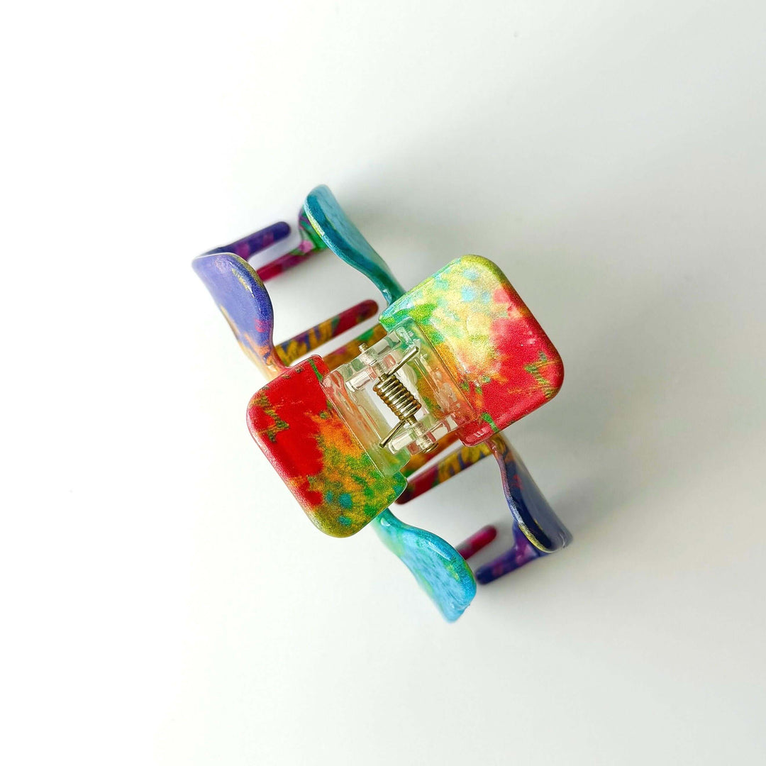 Rainbow Wave Hair Claw Clip Base, Acrylic DIY Craft Supply, Custom Hair Clip Blank, Multicolor Component for Hair Accessory Making