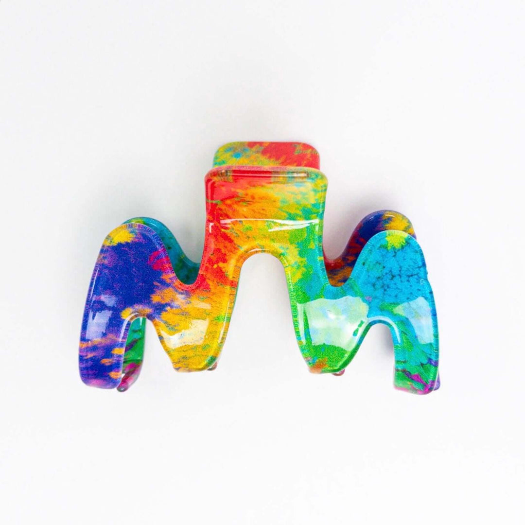 Rainbow Wave Hair Claw Clip Base, Acrylic DIY Craft Supply, Custom Hair Clip Blank, Multicolor Component for Hair Accessory Making