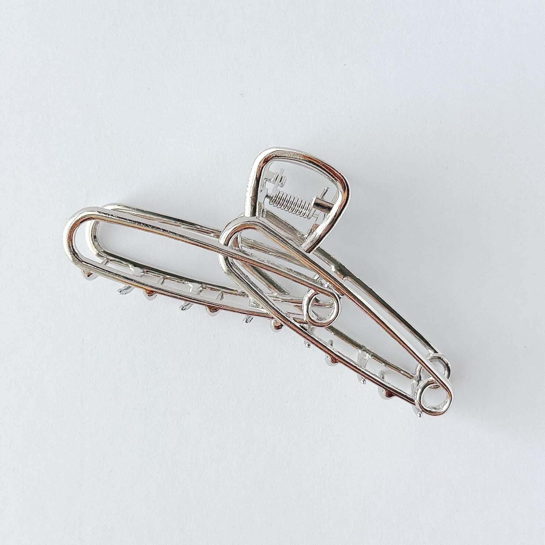 Brandy Melville Silver Metal Safety Pin Hair Clip Solid Silver Hairpin, Silver Hair Accessories, Silver Hair  main image 4