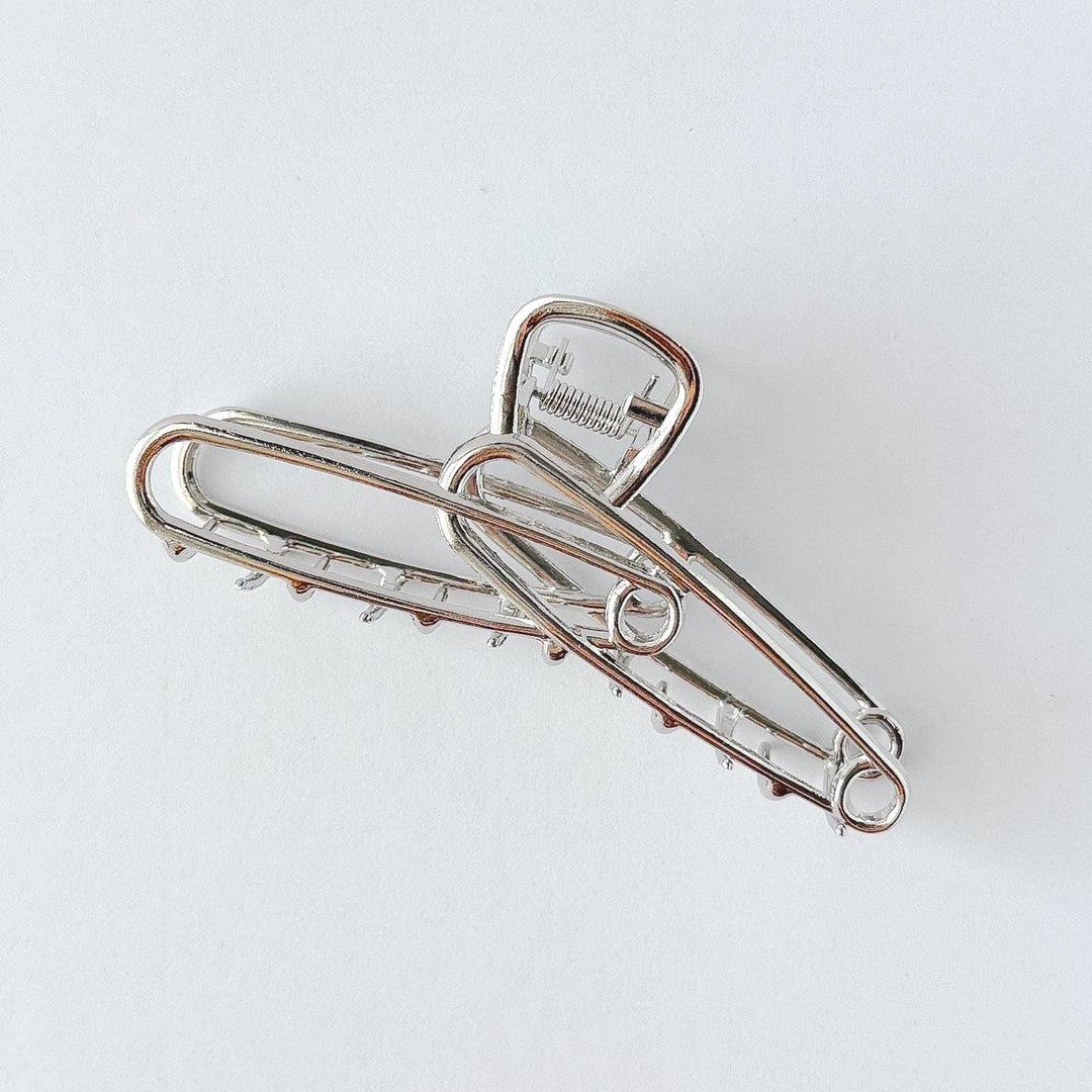 Silver Hair Clip Blank, Safety Pin Claw Clip, Metal DIY Craft Supply, Alt Style Clip, Y2K Punk Hair Accessory, Hair Clip Base for Charms