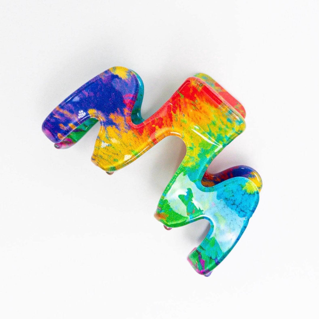 Rainbow Wave Hair Claw Clip Base, Acrylic DIY Craft Supply, Custom Hair Clip Blank, Multicolor Component for Hair Accessory Making