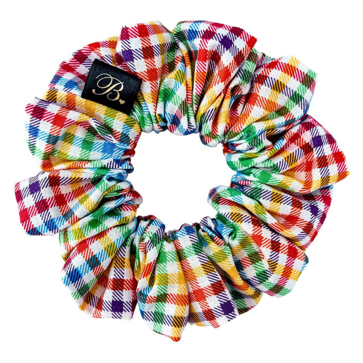 Cotton Scrunchie in Rainbow Gingham