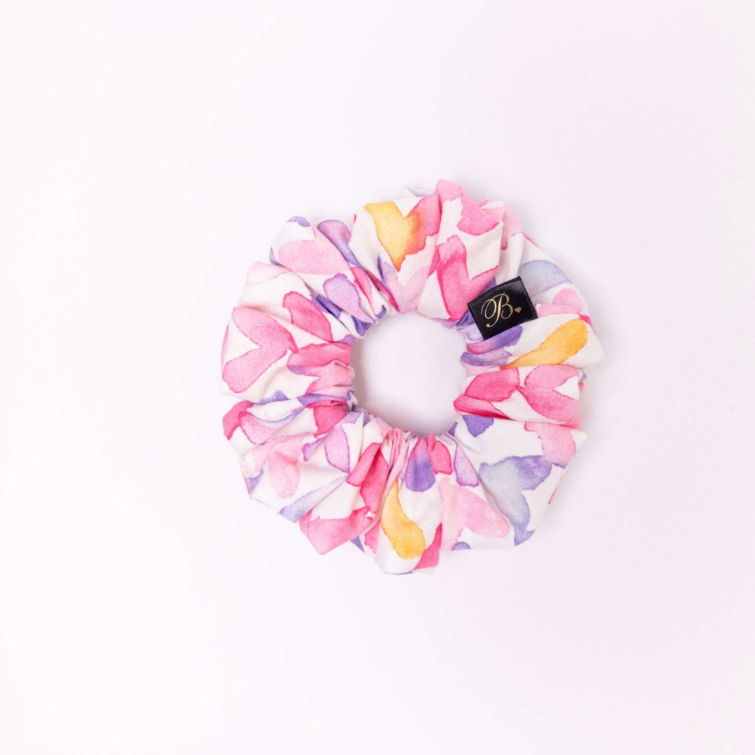 Cotton Scrunchie in Watercolor Hearts