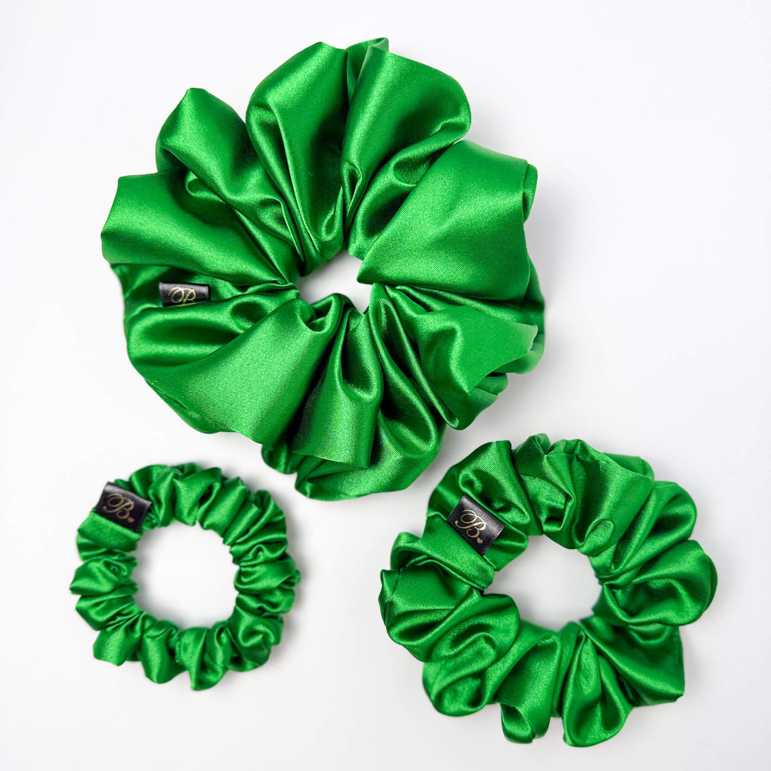 Emerald Silky Satin Scrunchie