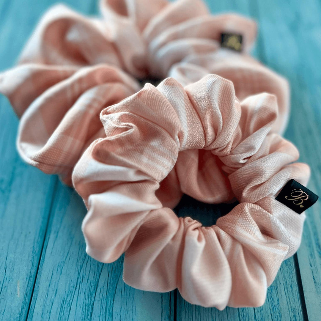 Cotton Scrunchie in Blush Plaid