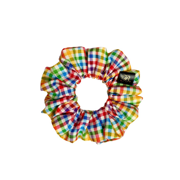 Rainbow Gingham Classic Scrunchie