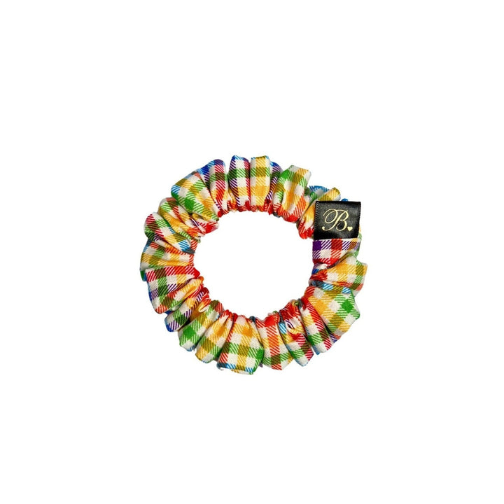 Rainbow Gingham Mini Scrunchie