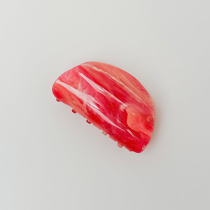 Crescent Claw Clip in Watermelon Swirl