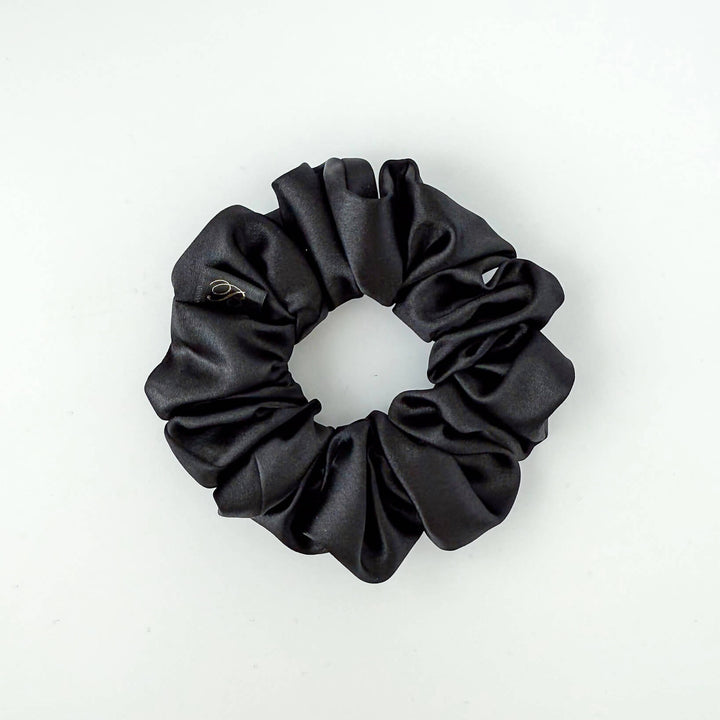 Noir Silky Satin Scrunchie