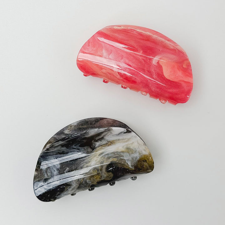 Crescent Claw Clip in Watermelon Swirl