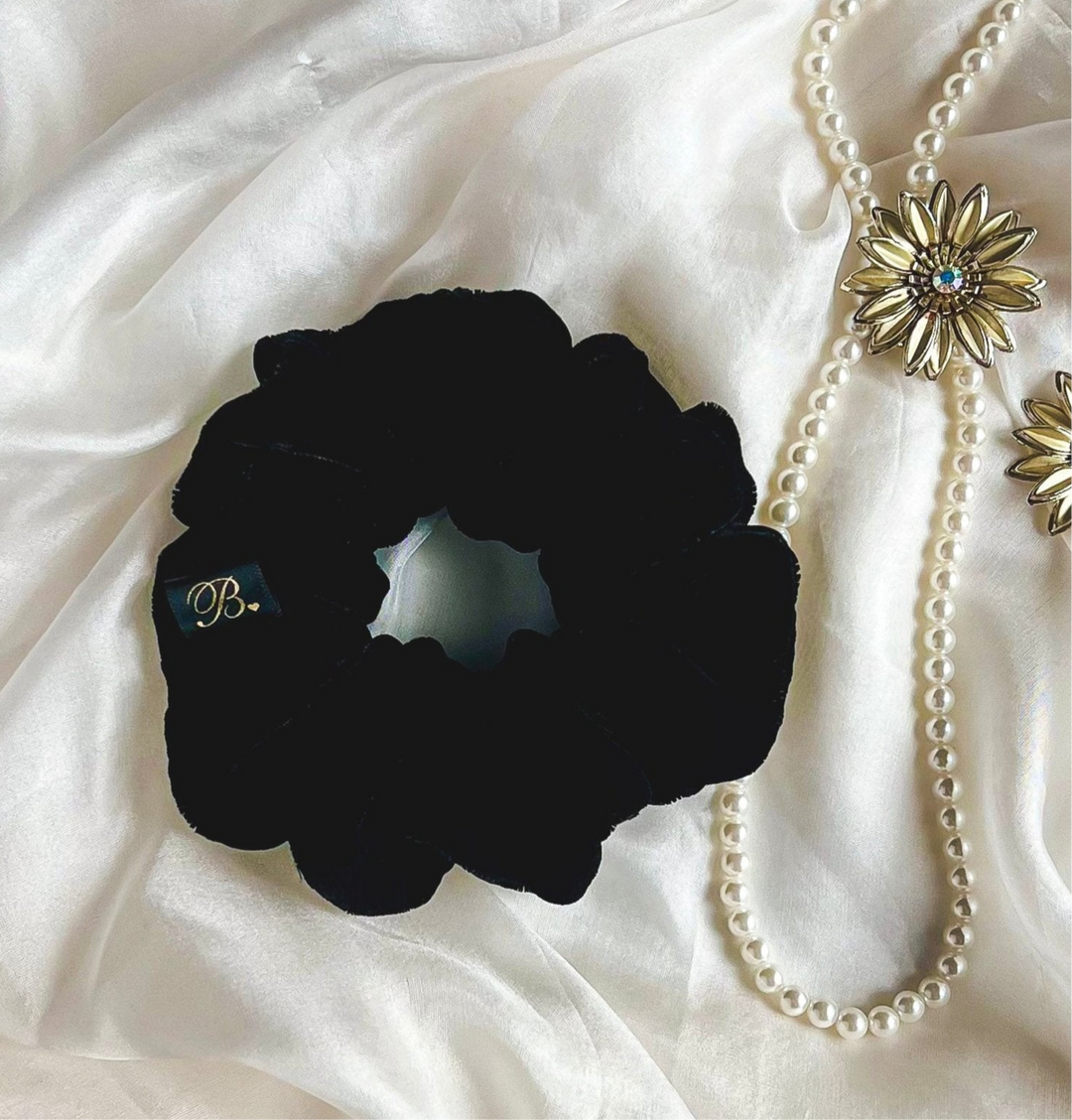 Black Microvelvet Scrunchie