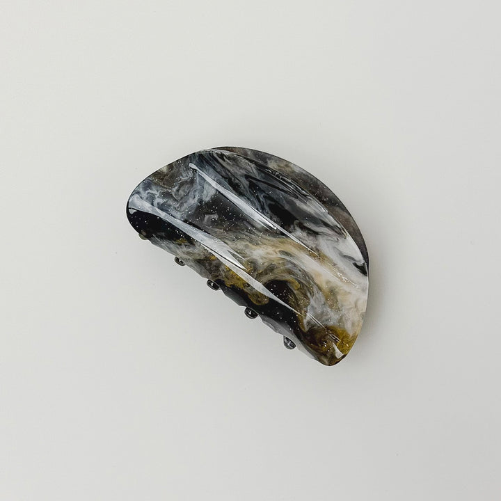 Crescent Claw Clip in Midnight Marble
