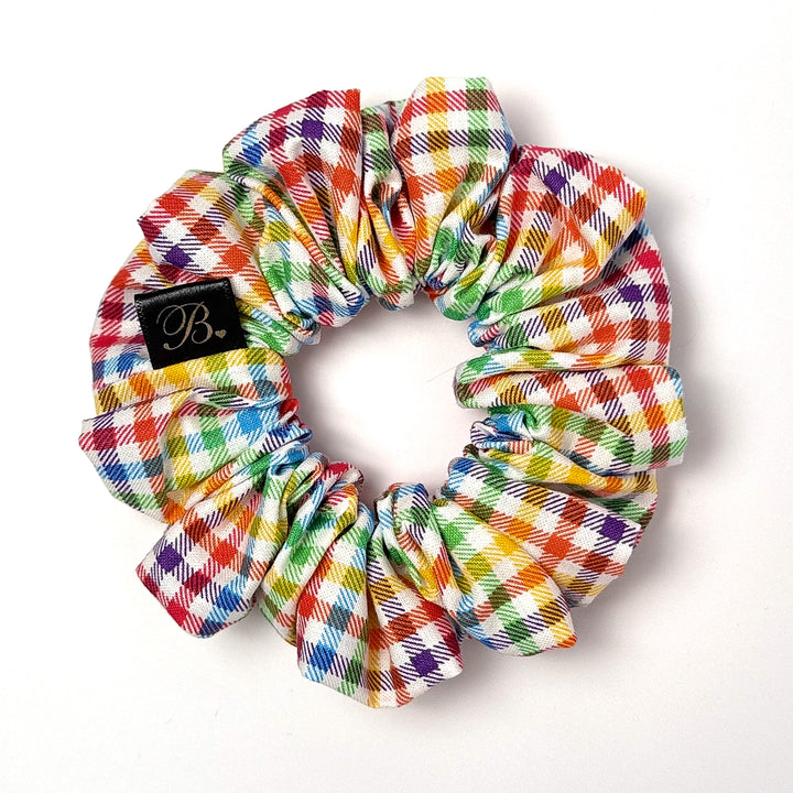 Rainbow Gingham Scrunchie