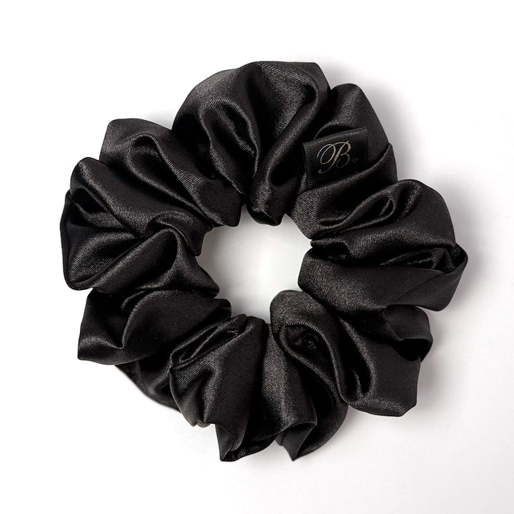 Noir Silky Satin Scrunchie