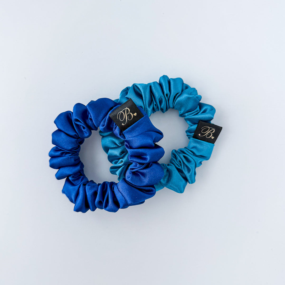 Sapphire Silky Satin Scrunchie