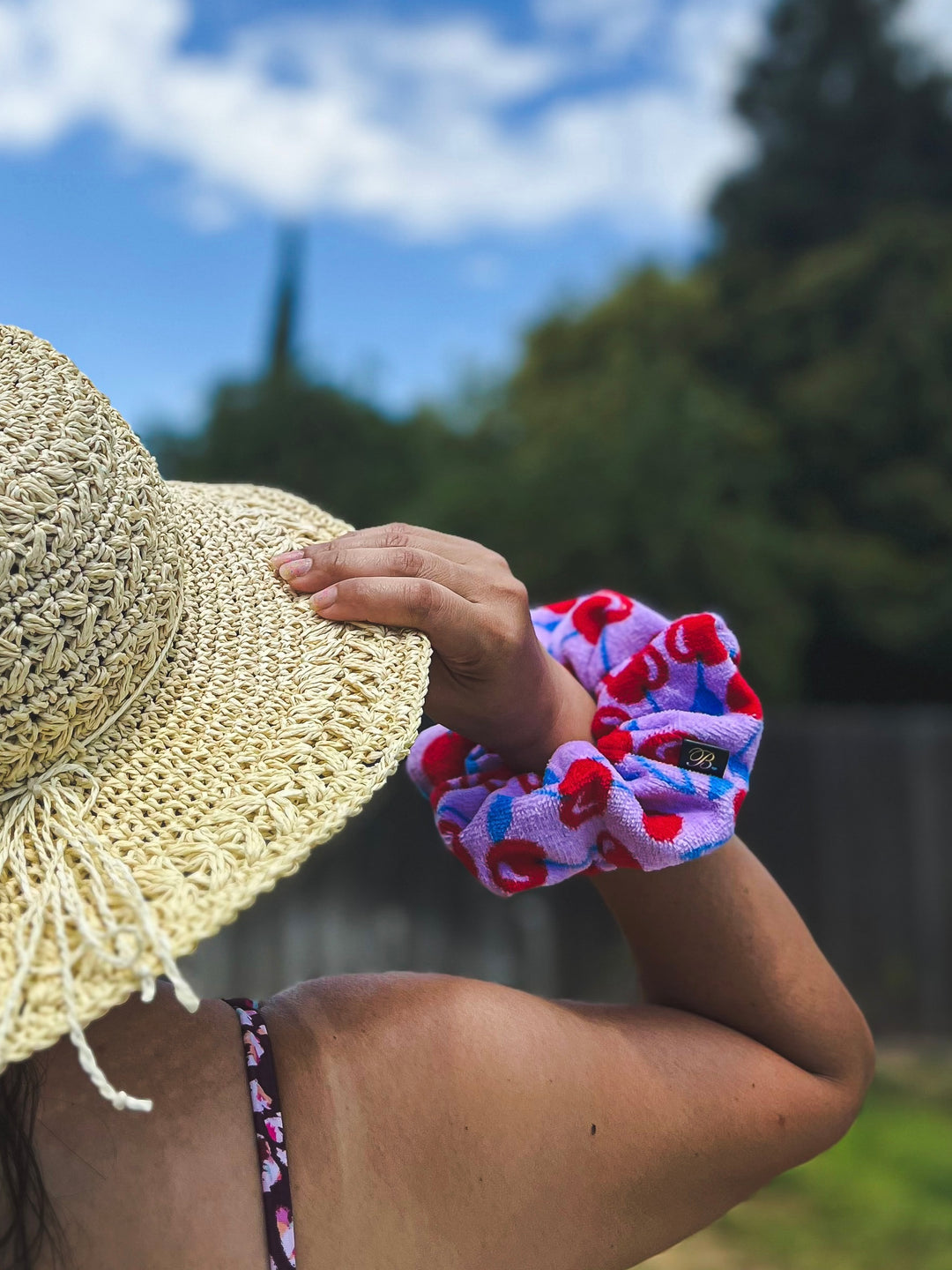 Cherry Terry Towel Scrunchie