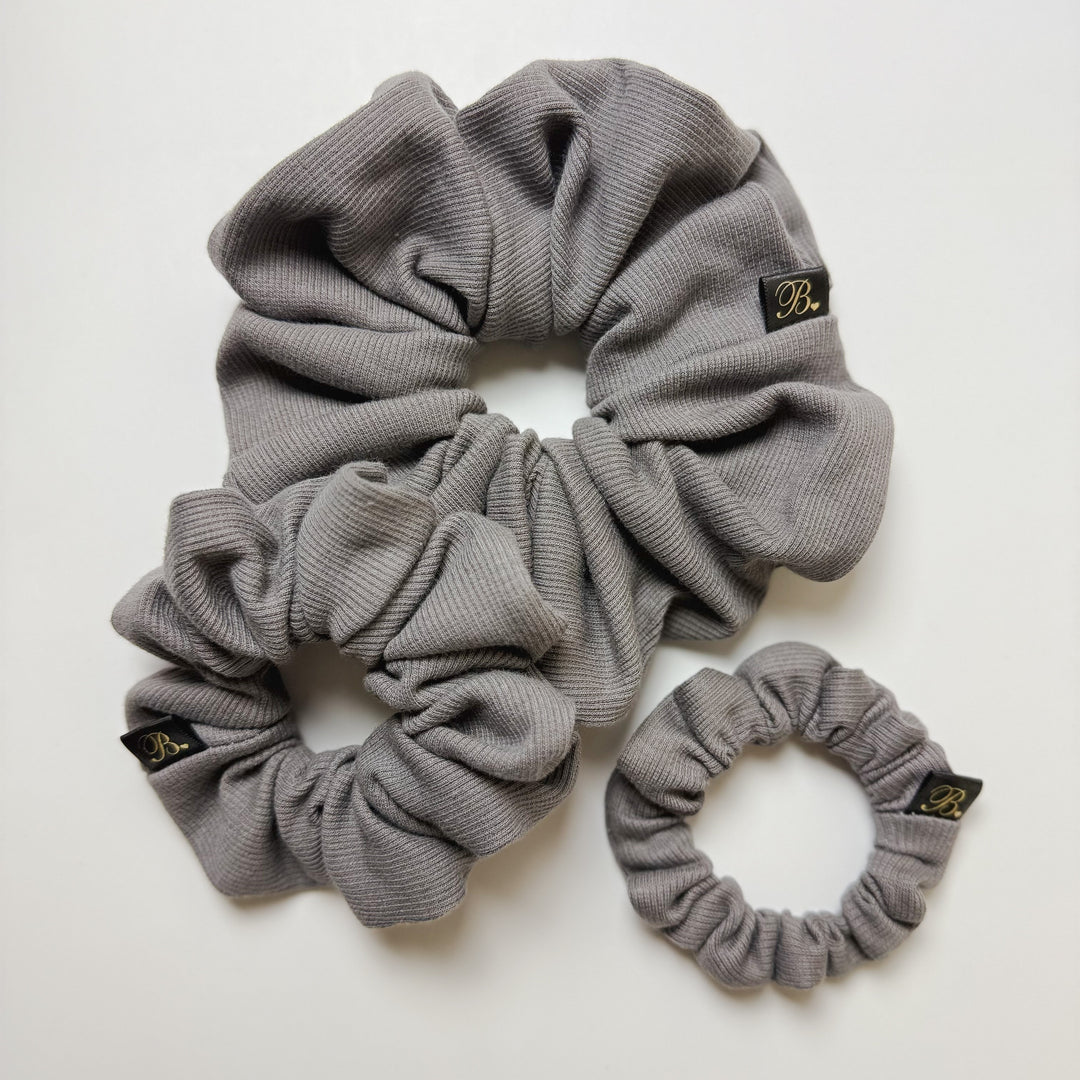 Ribbed Knit Scrunchie in Slate