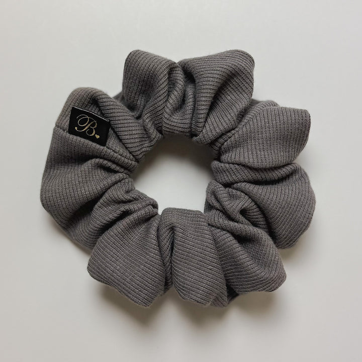 Ribbed Knit Scrunchie in Slate